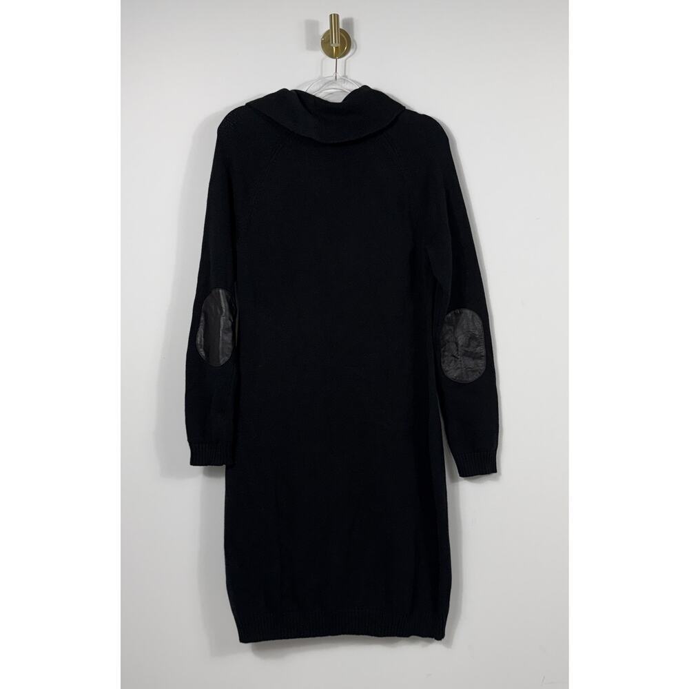 LAUREN Ralph Lauren Knit Dress Size Med Black with Leather Elbow Patches - Picture 6 of 6